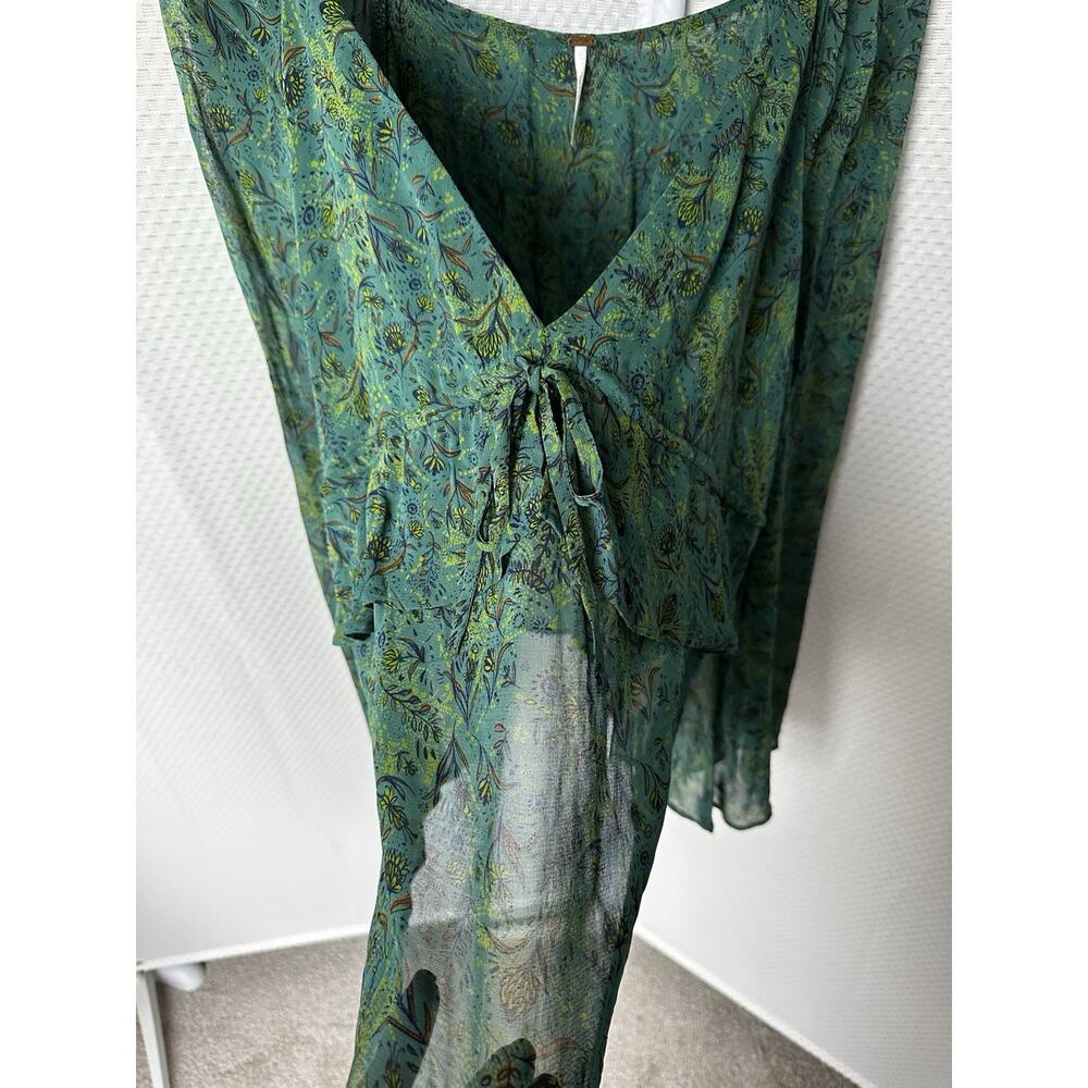 Free People Teal Green Printed Peasant Blouse - Picture 8 of 13
